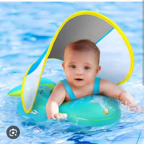 Swimbobo Unisex Mavi Yüzme Simidi, Bebek Simidi, Deniz Simidi GÖLGELİKLİ