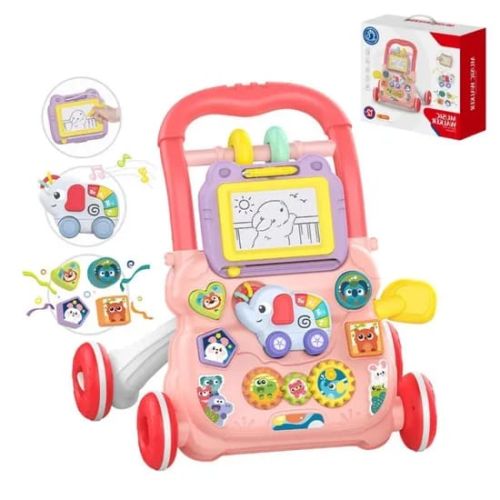Huanger Çok Fonksiyonlu Bebek Yürüteci Müzikli Eğitici Yürüteç Baby Pembe