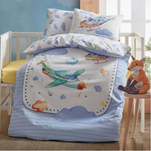 Cotton Box Bebek Nevresim Takımı Uçak Mavi